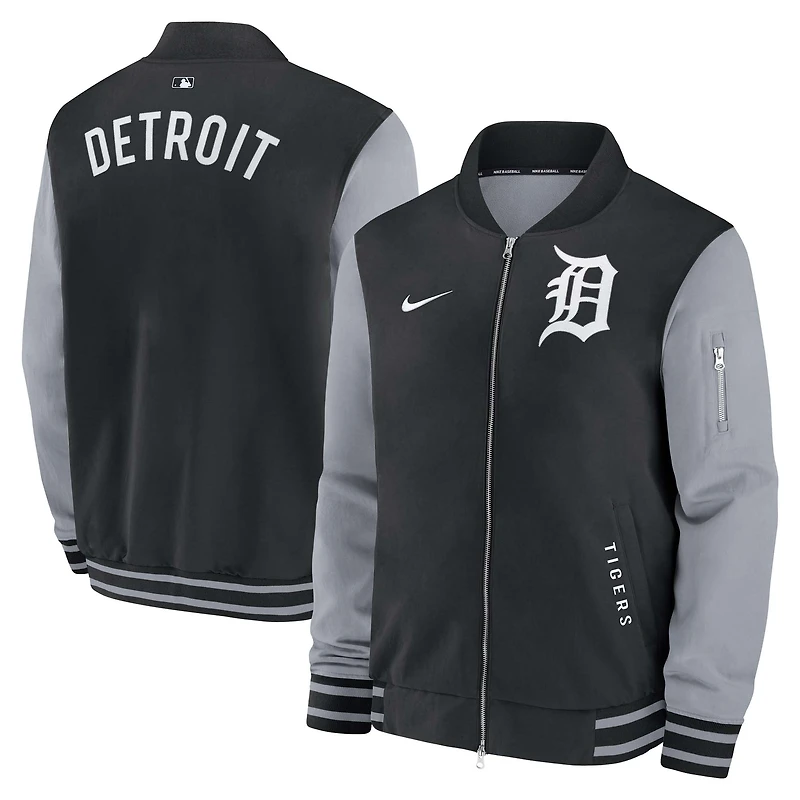 Men's Nike Navy/Orange Detroit Tigers Authentic Collection Dugout Relaxed Full-Zip Bomber Jacket