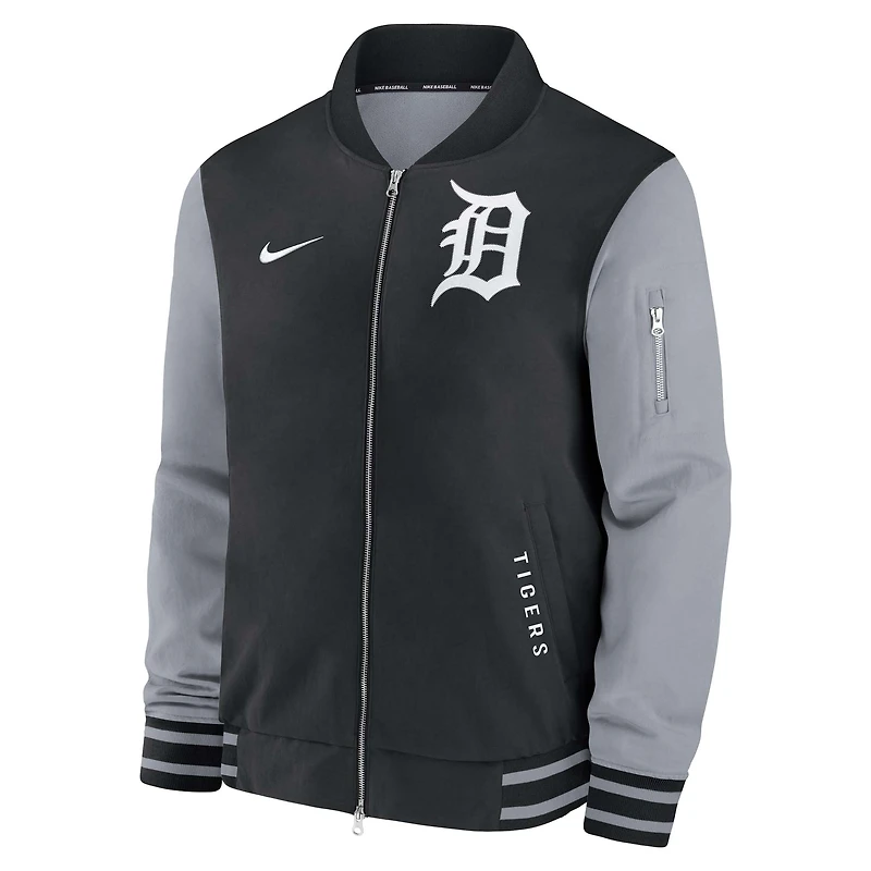 Men's Nike Navy/Orange Detroit Tigers Authentic Collection Dugout Relaxed Full-Zip Bomber Jacket