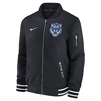 Veste aviateur entièrement zippée Nike City Connect pour homme, collection authentique des Detroit Tigers, noire