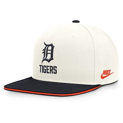 Casquette snapback Nike crème/marine Detroit Tigers Cooperstown Pro Dri-FIT pour homme