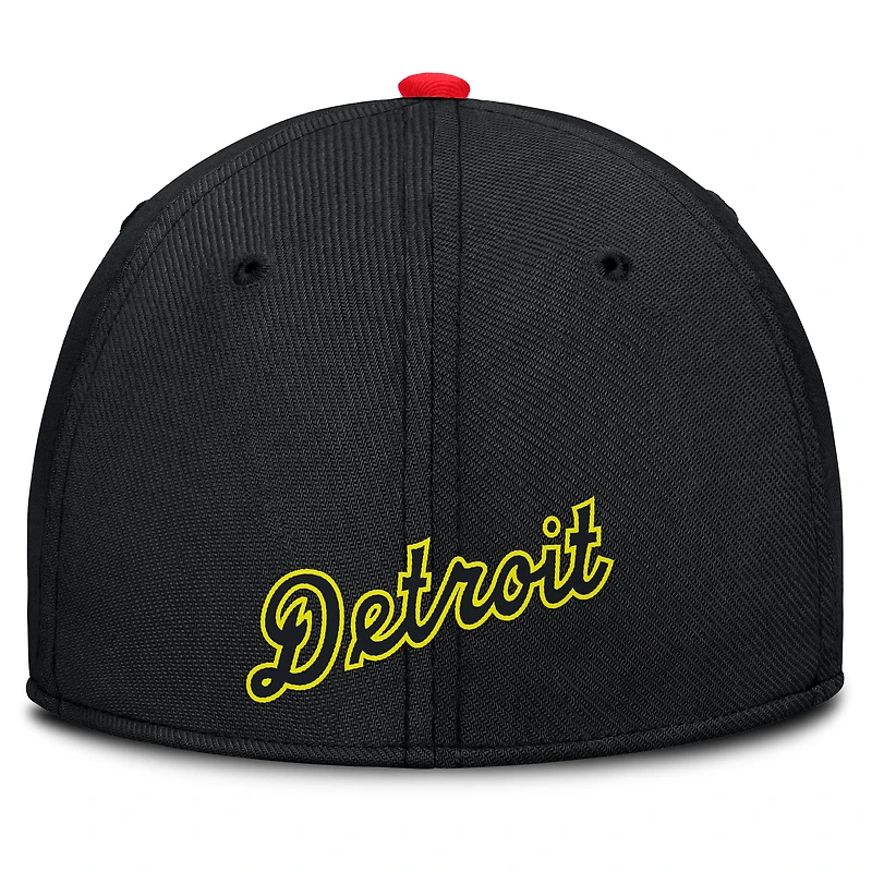 Men's Nike Crimson/Black Detroit Tigers Neon 90s Rise SwooshFlex Hat