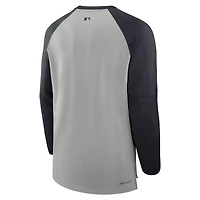 Men's Nike Heather Gray/Navy Detroit Tigers Authentic Collection Game Time Raglan Performance Long Sleeve T-Shirt