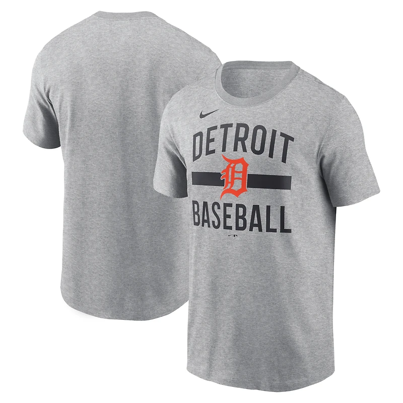 T-shirt à col arqué gris chiné pour homme des Detroit Tigers de Nike