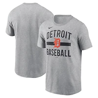 T-shirt à col arqué gris chiné pour homme des Detroit Tigers de Nike