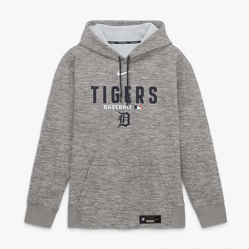 Sweat à capuche Nike Therma-FIT Authentic Collection Detroit Tigers gris chiné pour homme