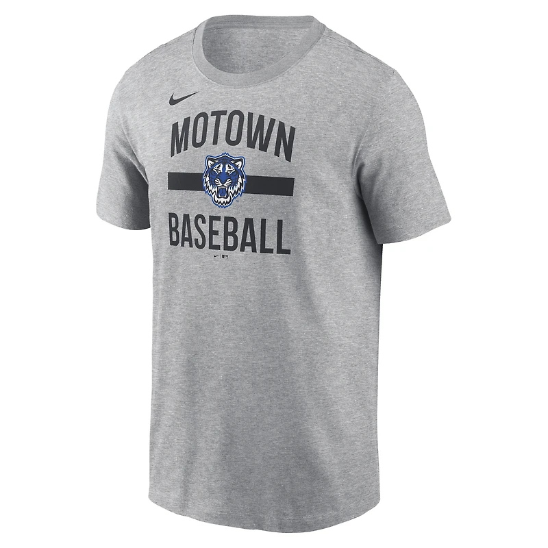 T-shirt Nike gris chiné City Connect pour homme avec inscription « Team Phrase » des Detroit Tigers