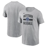 T-shirt Nike gris chiné City Connect pour homme avec inscription « Team Phrase » des Detroit Tigers