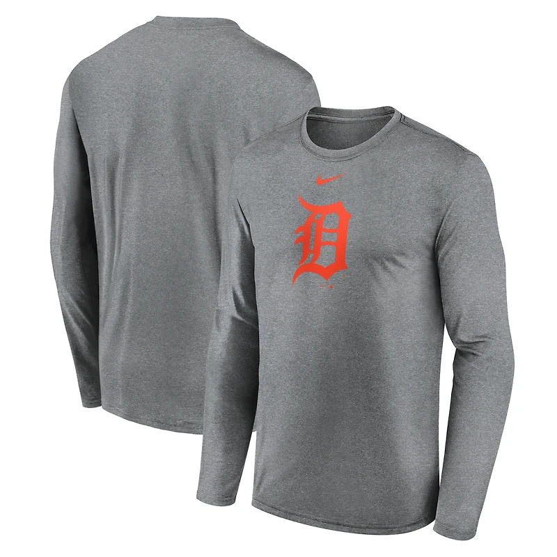 T-shirt à manches longues Nike Legend Fuse Dri-FIT gris chiné pour homme des Detroit Tigers