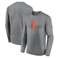 T-shirt à manches longues Nike Legend Fuse Dri-FIT gris chiné pour homme des Detroit Tigers