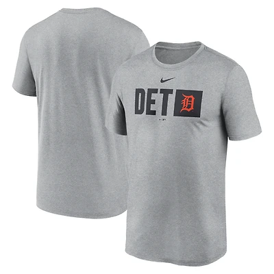 T-shirt Nike Tricode Legend Performance gris chiné pour homme des Detroit Tigers