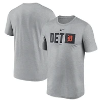T-shirt Nike Tricode Legend Performance gris chiné pour homme des Detroit Tigers