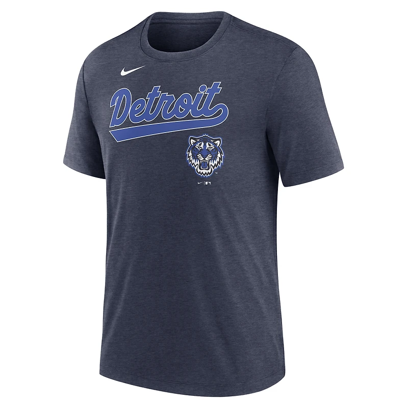T-shirt Nike Heather Navy Detroit Tigers City Connect Script pour homme
