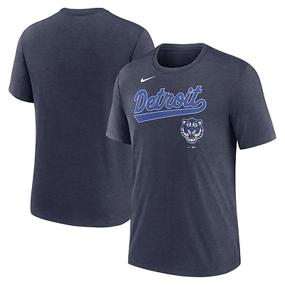 Men's Nike Heather Navy Detroit Tigers City Connect Script Tri-Blend T-Shirt