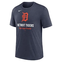 T-shirt Nike bleu marine chiné pour homme avec logo des Detroit Tigers