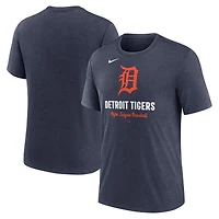 T-shirt Nike bleu marine chiné pour homme avec logo des Detroit Tigers