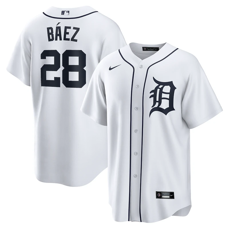 Maillot Nike Javier Baez pour homme, réplique blanche du joueur à domicile des Detroit Tigers