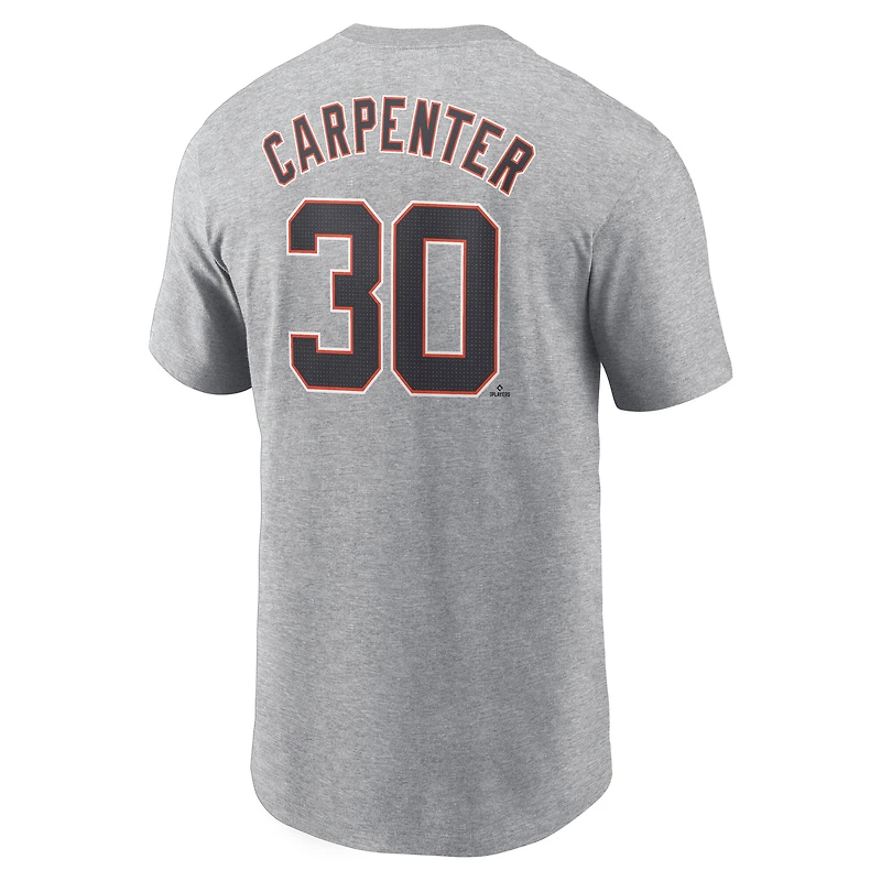 T-shirt Nike gris Kerry Carpenter pour homme, motif Fuse, nom et numéro des Detroit Tigers