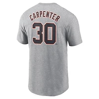 T-shirt Nike gris Kerry Carpenter pour homme, motif Fuse, nom et numéro des Detroit Tigers