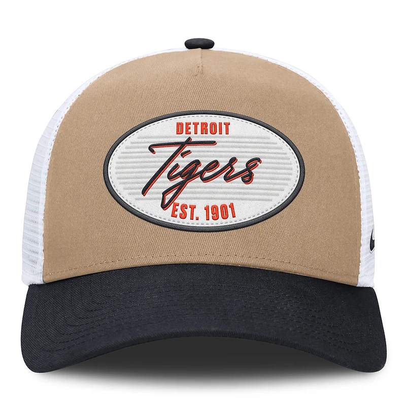 Men's Nike  Khaki/Navy Detroit Tigers Rise A-Frame Trucker Adjustable Hat