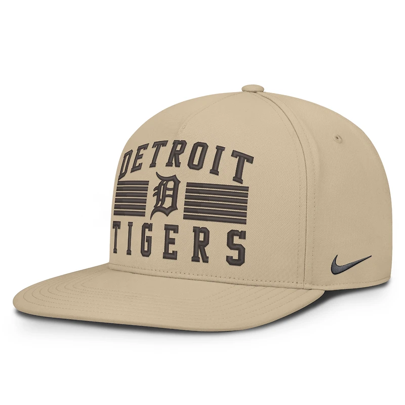 Casquette Nike kaki Detroit Tigers Desert Pro AeroBill Dri-FIT Snapback pour homme