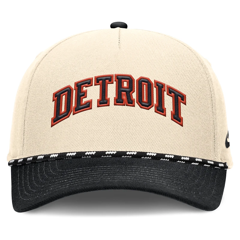 Casquette ajustable Nike pour homme, couleur naturelle/noire, collection Cooperstown, Detroit Tigers