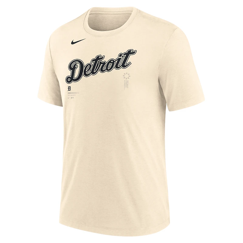 Men's Nike Natural Detroit Tigers Wordmark Tri-Blend T-Shirt