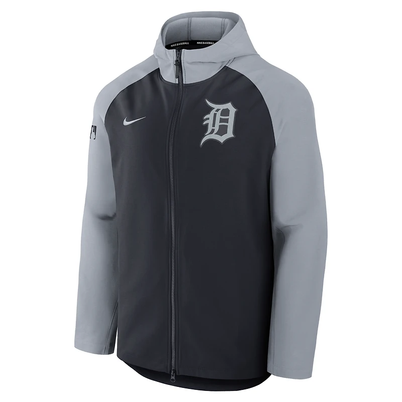 Men's Nike Navy/Gray Detroit Tigers Authentic Collection Raglan Performance Full-Zip Jacket