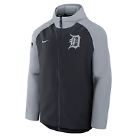 Men's Nike Navy/Gray Detroit Tigers Authentic Collection Raglan Performance Full-Zip Jacket