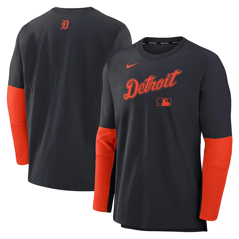 Pull léger Nike Dri-FIT pour homme, bleu marine/orange, collection authentique des Detroit Tigers