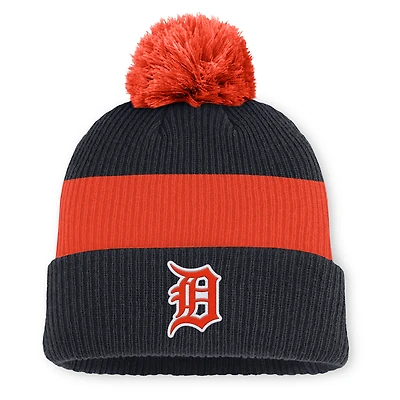 Men's Nike Navy/Orange Detroit Tigers Cooperstown Collection Peak Standard Cuffed Knit Hat with Pom