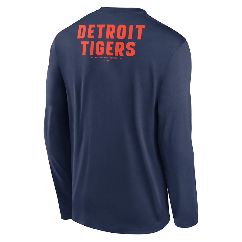 Men's Nike Navy Detroit Tigers 2-Hit Legend Dri-FIT Long Sleeve T-Shirt