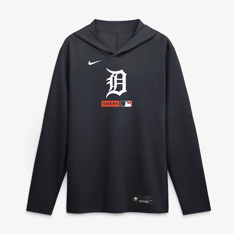 Men's Nike Navy Detroit Tigers Authentic Collection Dri-FIT Long Sleeve Hooded T-Shirt