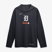 Men's Nike Navy Detroit Tigers Authentic Collection Dri-FIT Long Sleeve Hooded T-Shirt