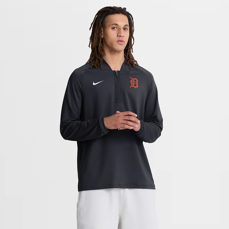 Men's Nike Navy Detroit Tigers Authentic Collection Dri-FIT Raglan Half-Zip Pullover