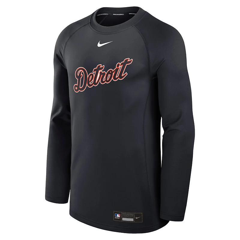 Men's Nike /Navy Detroit Tigers Authentic Collection Game Time Raglan Dri-FIT Long Sleeve T-Shirt