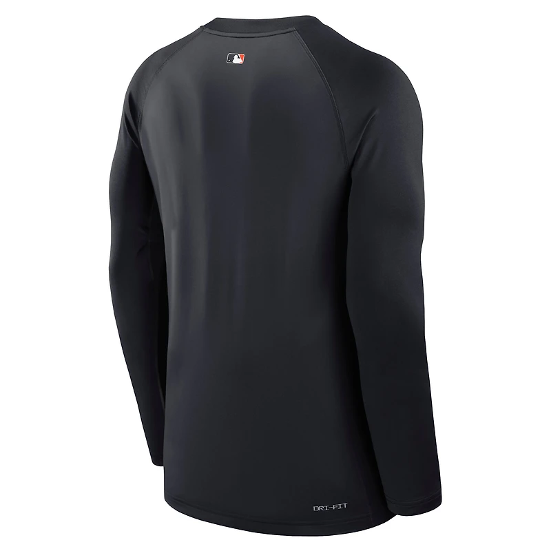Men's Nike /Navy Detroit Tigers Authentic Collection Game Time Raglan Dri-FIT Long Sleeve T-Shirt