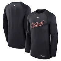 Men's Nike Navy Detroit Tigers Authentic Collection Game Time Raglan Performance Long Sleeve T-Shirt