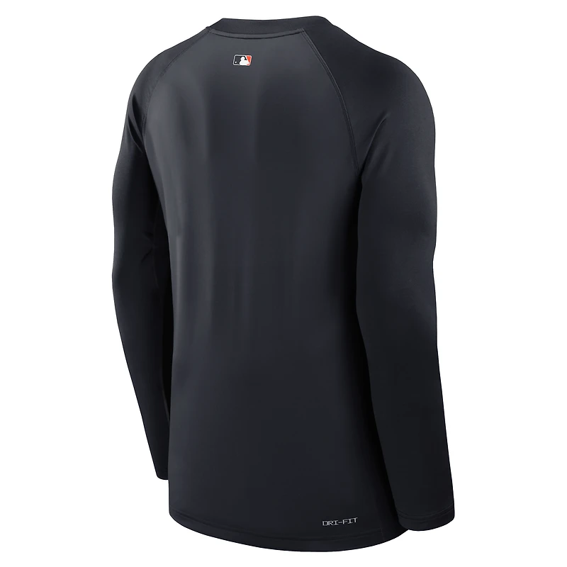 Men's Nike Navy Detroit Tigers Authentic Collection Game Time Raglan Performance Long Sleeve T-Shirt