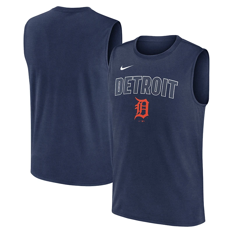 Débardeur Nike bleu marine Detroit Tigers Knockout Dri-FIT Muscle pour homme