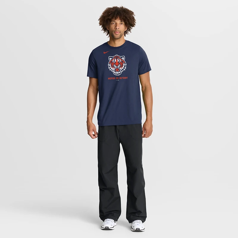 Men's Nike Navy Detroit Tigers Tri-Blend Logo T-Shirt