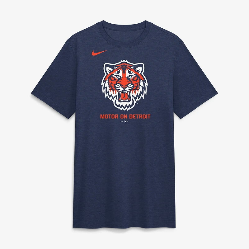 Men's Nike Navy Detroit Tigers Tri-Blend Logo T-Shirt