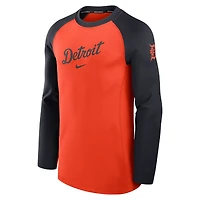 Men's Nike  Orange/Navy Detroit Tigers Authentic Collection Game Time Raglan Performance Long Sleeve T-Shirt