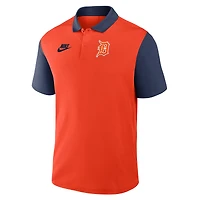 Polo Nike Dri-FIT Victory orange/bleu marine pour homme des Detroit Tigers de la collection Cooperstown