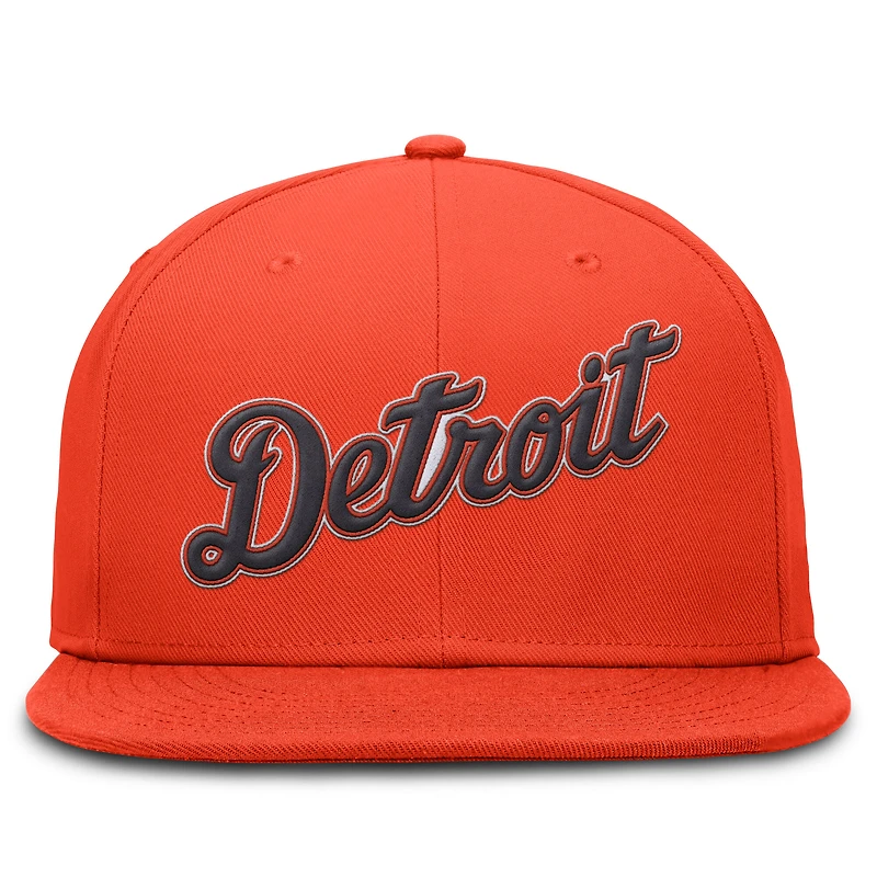 Casquette Nike Detroit Tigers orange pour homme, logo Dri-FIT, visière ronde, coupe ajustée