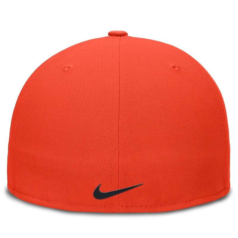 Casquette Nike Detroit Tigers orange pour homme, logo Dri-FIT, visière ronde, coupe ajustée