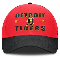 Casquette ajustable Nike Rise Neon Performance pour homme, rouge/noir, Detroit Tigers