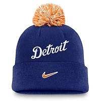 Men's Nike  Royal Detroit Tigers Peak Cuffed Knit Hat with Pom