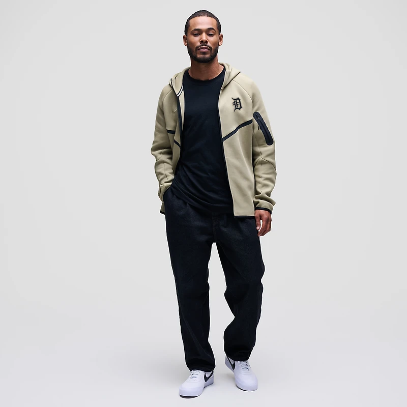Men's Nike Tan Detroit Tigers Tech Fleece Raglan Full-Zip Windrunner Hoodie