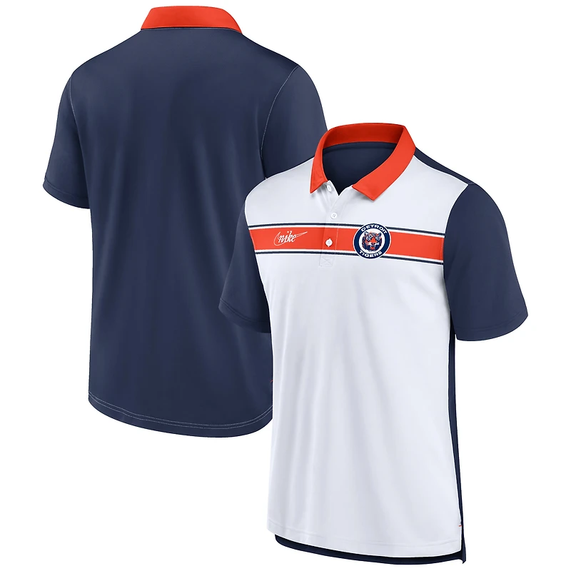 Men's Nike White/Navy Detroit Tigers Rewind Stripe Polo