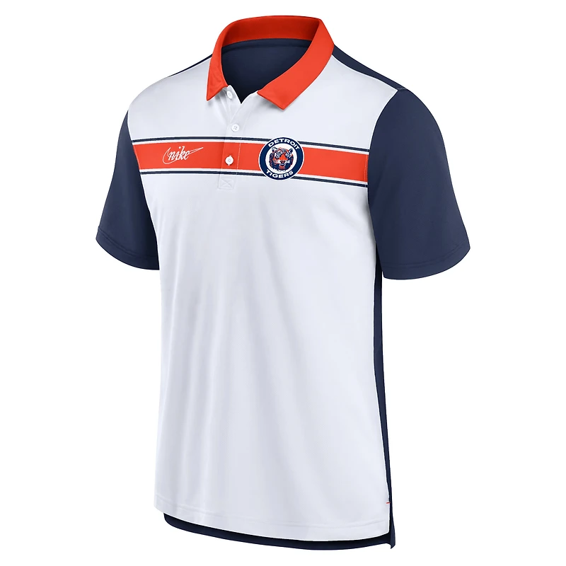 Men's Nike  White/Navy Detroit Tigers Rewind Stripe Polo